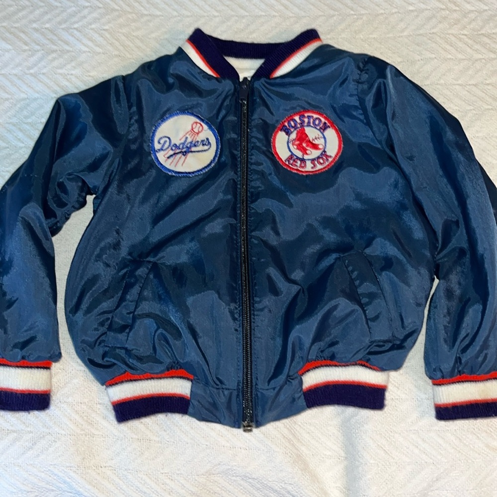 Vtg Baby’s Navy Baseball Jacket with Team Emblems 24 Months